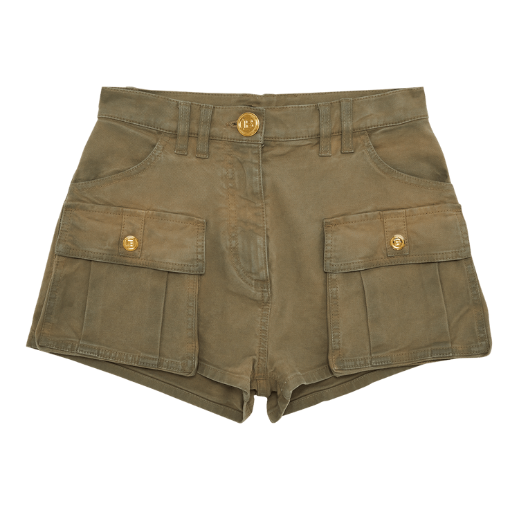 Balmain Short Cargo Denim Shorts "Taupe"