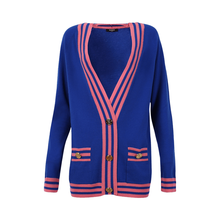 Balmain Buttoned Cardigan "Blue/Rose"