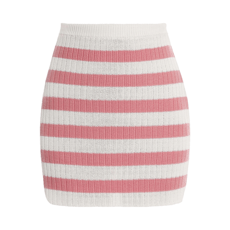 Balmain Short Striped Knitted Skirt "Pink"