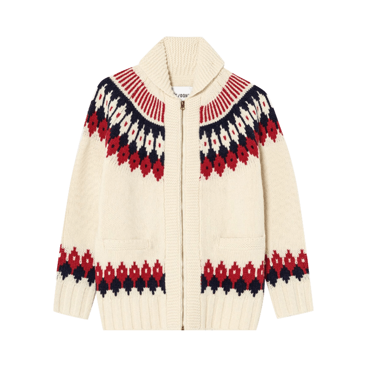 RE/DONE 50"S Zip Cardigan "Ivory/Multicolor'