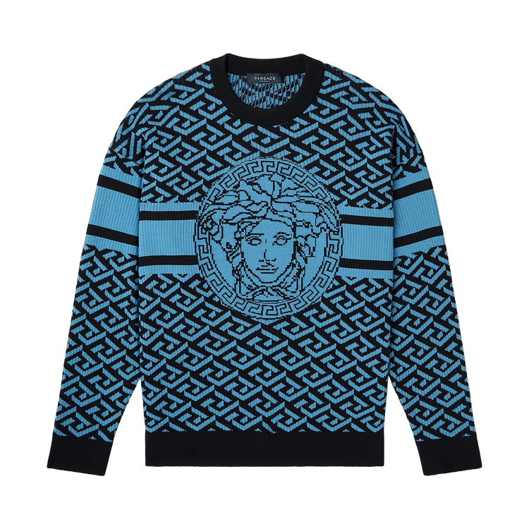 Versace Medusa Monogram Crewneck "Sky/Black"