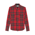 Saint Laurent Embroidered Overshirt In Tartan Flannel "Red"