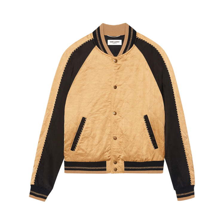 Saint Laurent Teddy Quilted Jacket "Pale Gold/Black"