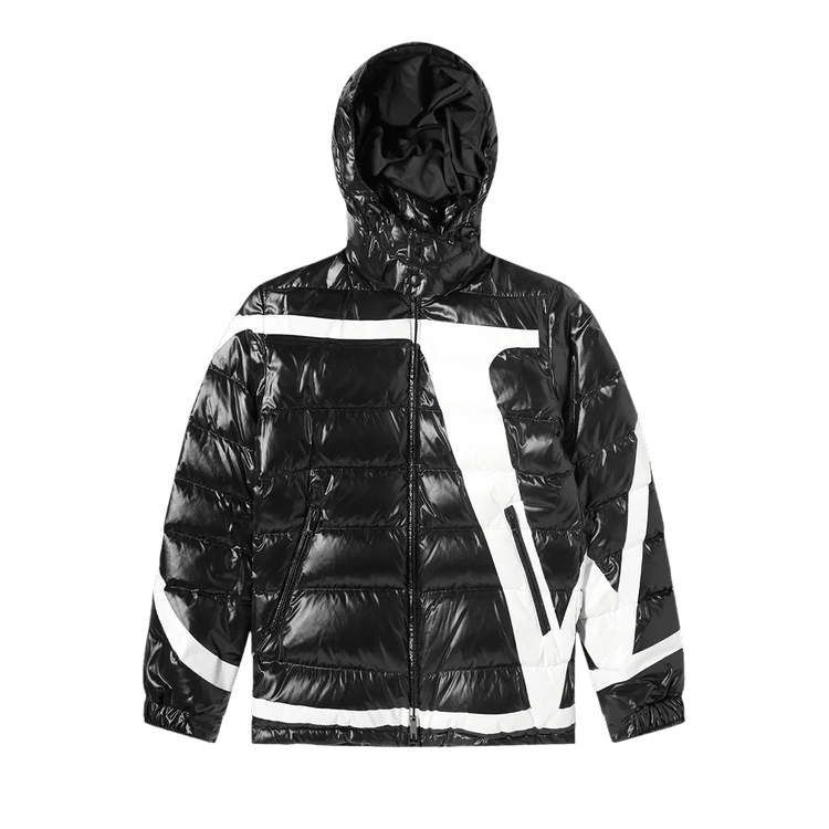 Valentino Puffer Jacket With Vlogo Signature Print "Black/White"