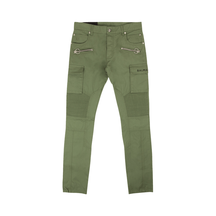 Balmain Slim Cut Ridged Cargo Jeans "Khaki"