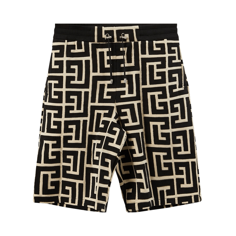 Balmain Monogram Bermuda Short "Ivory/Black"