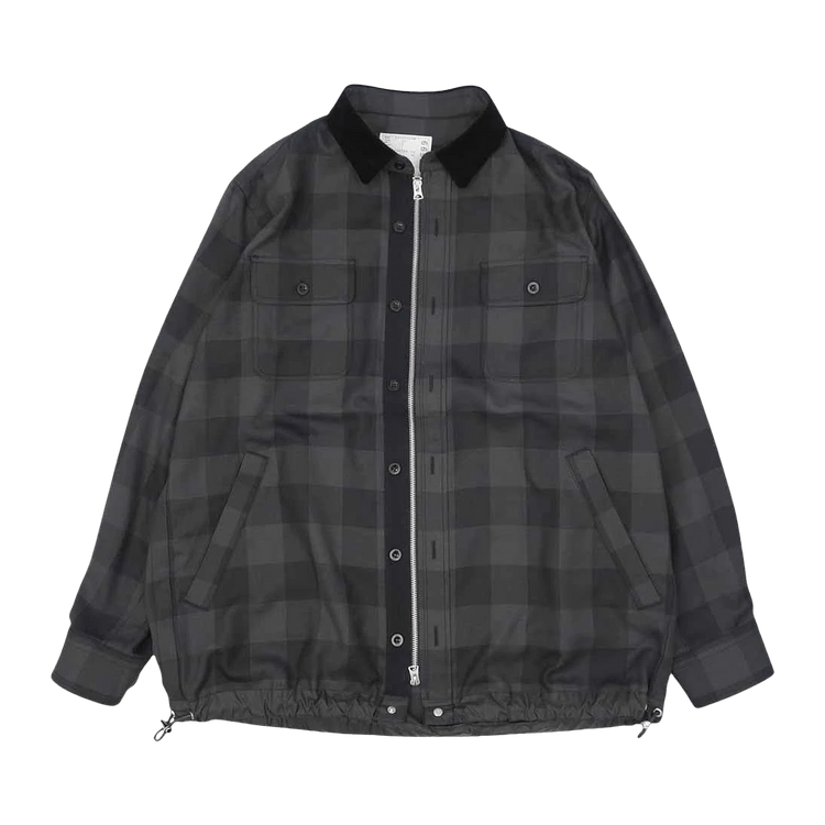 Sacai Buffalo Check Long-Sleeve Shirts "Grey"