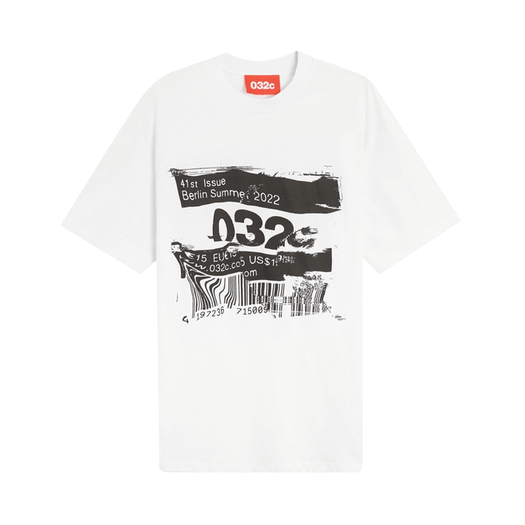 032C Barcode Glitch Tee "White"