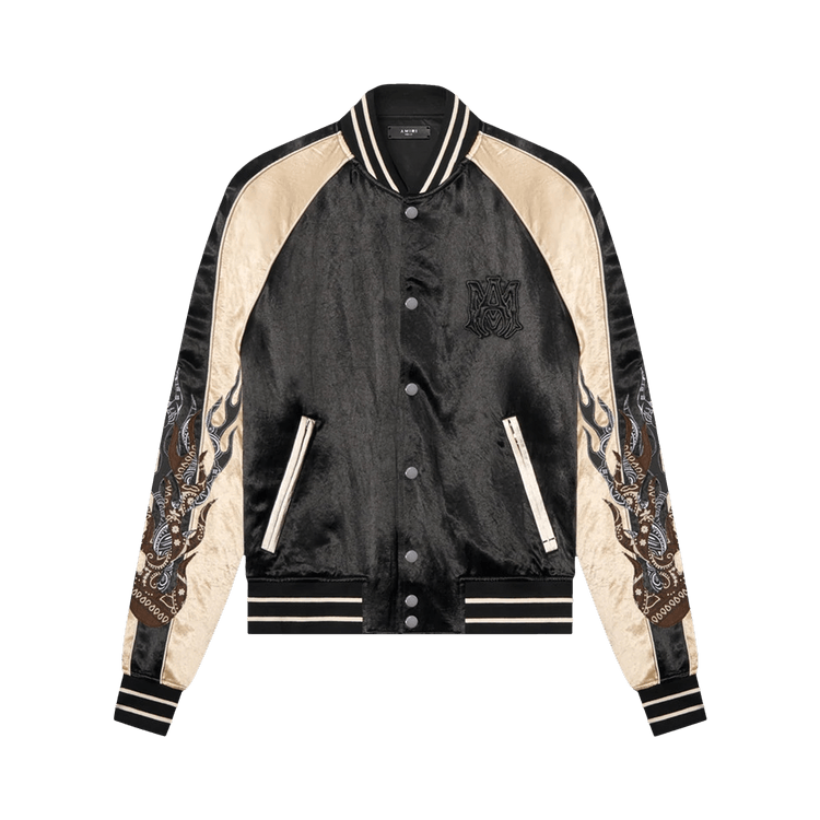 Amiri Satin Flames Souvenir Jacket "Black"