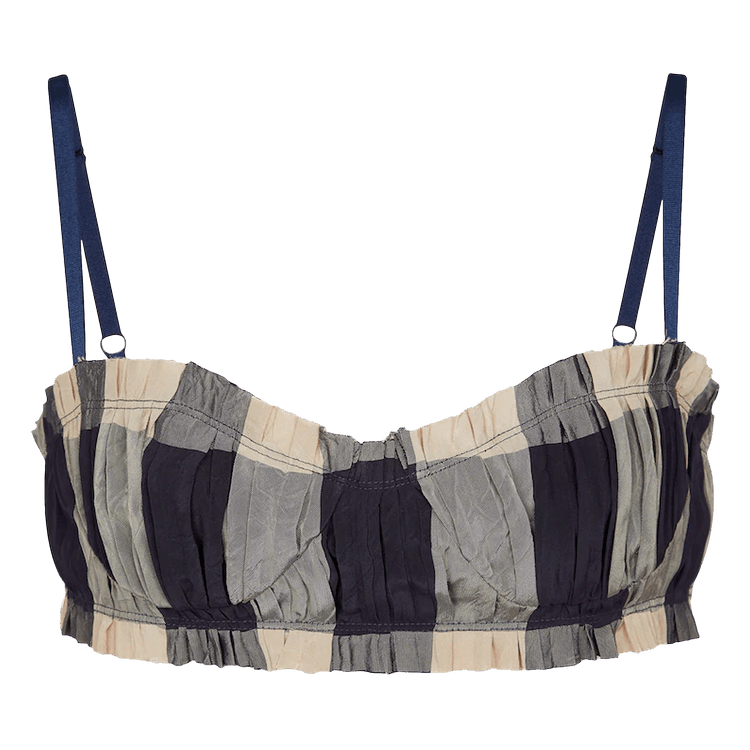 Khaite Indira Bra "Navy/Sand Check"