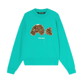 Palm Angels PA Leopard Bear Crewneck "Forest Green/Brown"