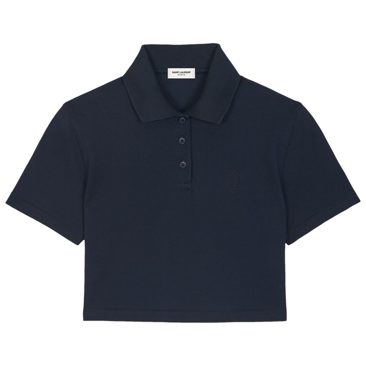 Saint Laurent Monogram Cropped Polo Shirt "Marine"