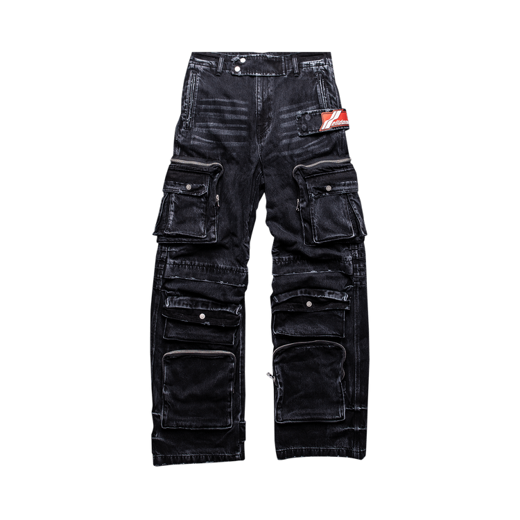 We11done Multiwashed Cargo Pants "Black"