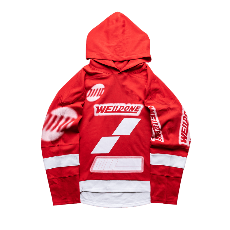 We11done Oversized Football Hoodie "Red"