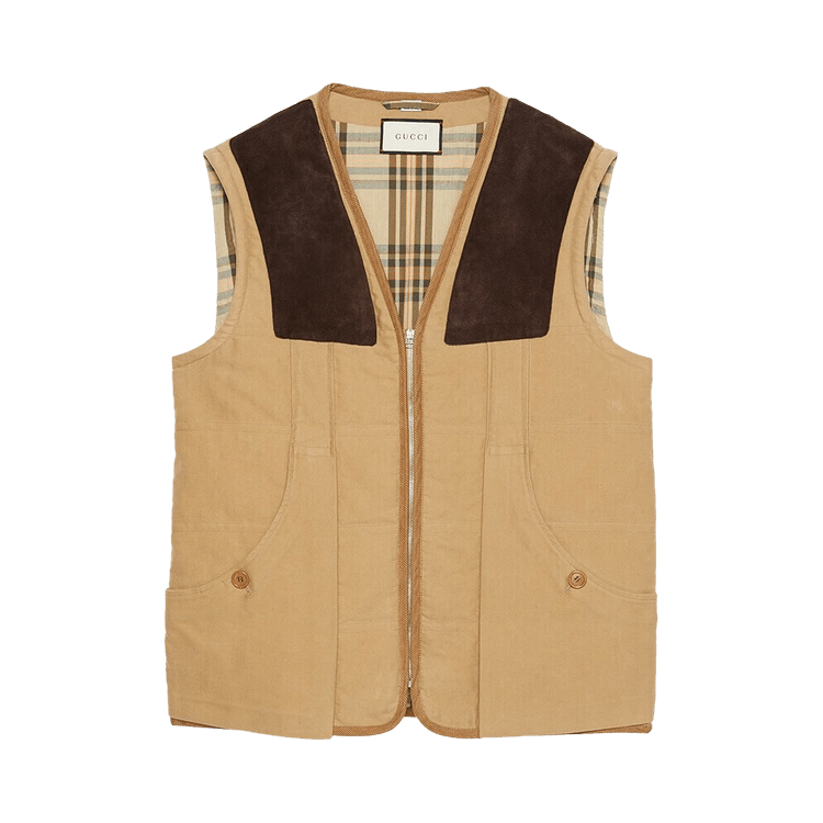 Gucci Moleskin Vest With Suede Details "Brown"