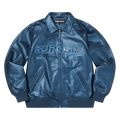 Supreme Silver Surfer Leather Varsity Jacket "Blue"