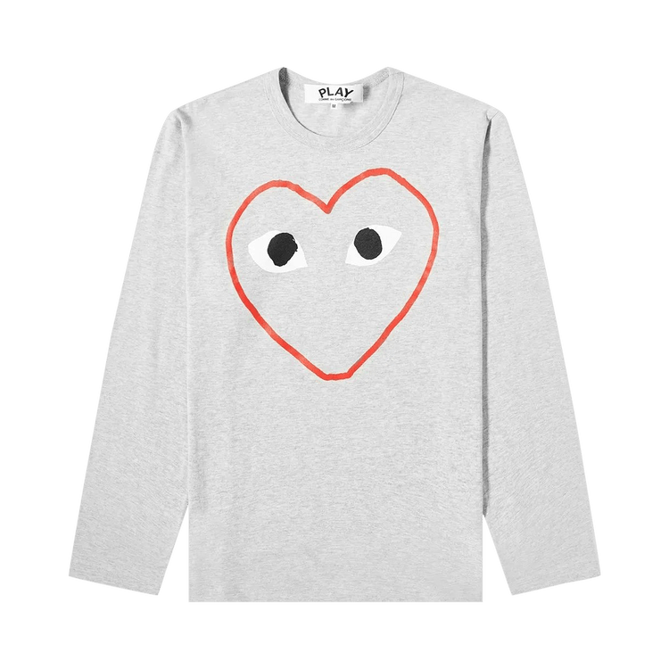 Comme des Garçons PLAY Play Heart Outline Long-Sleeve Tee "Grey"