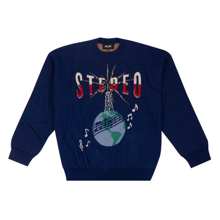 Just Don Stereo Globe Long-Sleeve Sweater "Blue"
