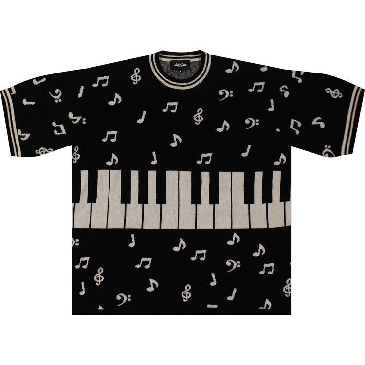 Just Don Piano Note Short-Sleeve Crew Tee Sweater "Black"