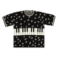Just Don Piano Note Short-Sleeve Pullover Sweater "Black"