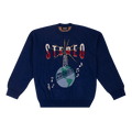 Just Don Sound Globe Pullover Sweater "Navy"