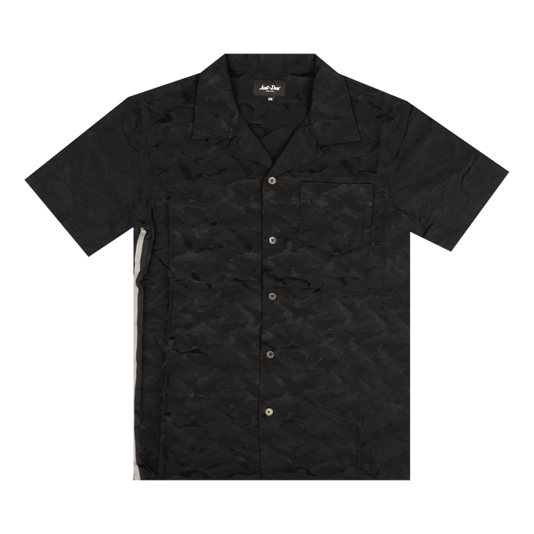 Just Don Camo Short-Sleeve Button Down Shirt "Black"