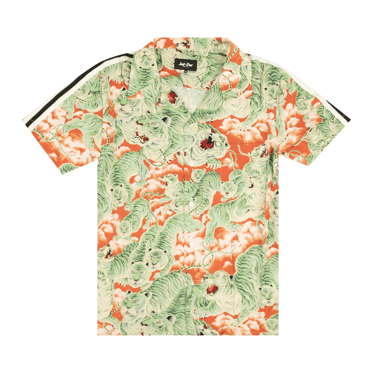 Just Don Jungle Tiger Short-Sleeve Button Down Shirt "Orange"