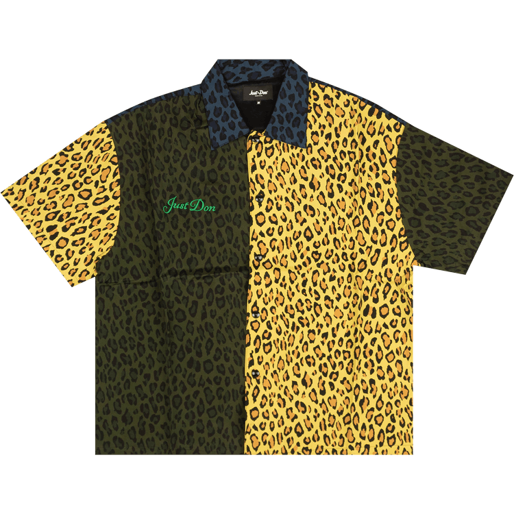 Just Don Leopard Short-Sleeve Button Down Shirt "Multicolor"