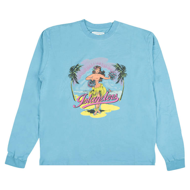 Just Don Long-Sleeve Island Scene T-Shirt "Blue"