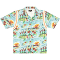 Just Don Hawaiian Button Down Bowling Shirt "Blue"