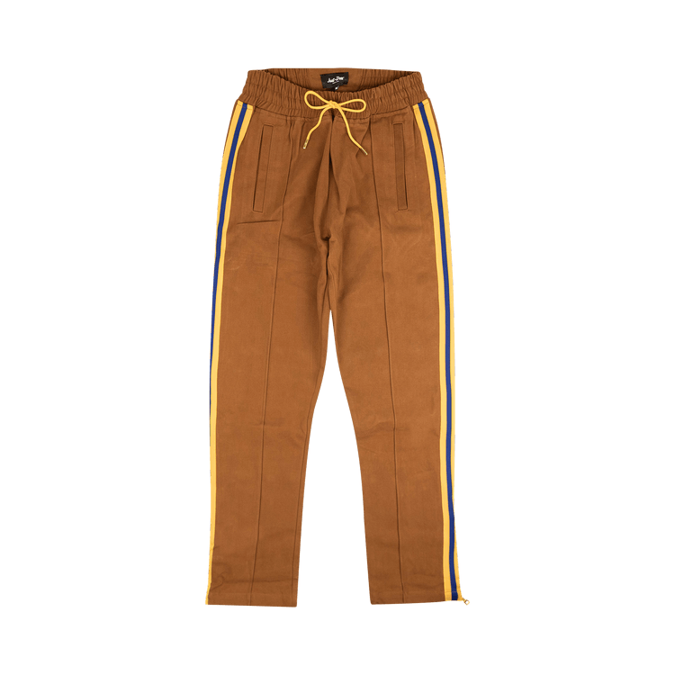 Just Don Striped Canvas Track Pants "Brown"