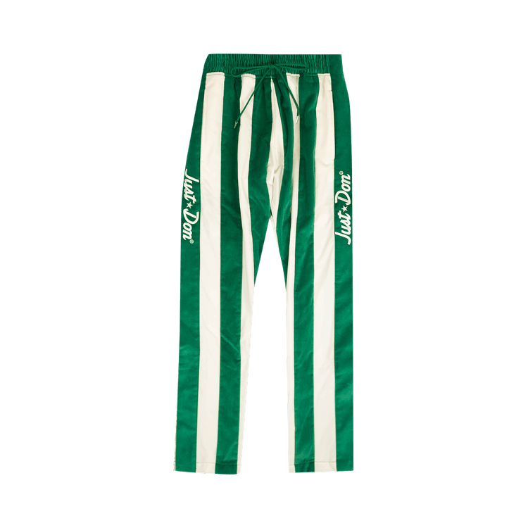Just Don Velvet Striped Tearaway Pants "Green/White"