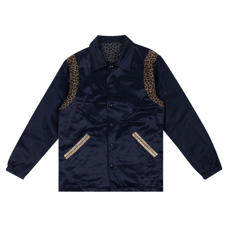 Just Don Satin Reversible Coaches Jacket "Navy"