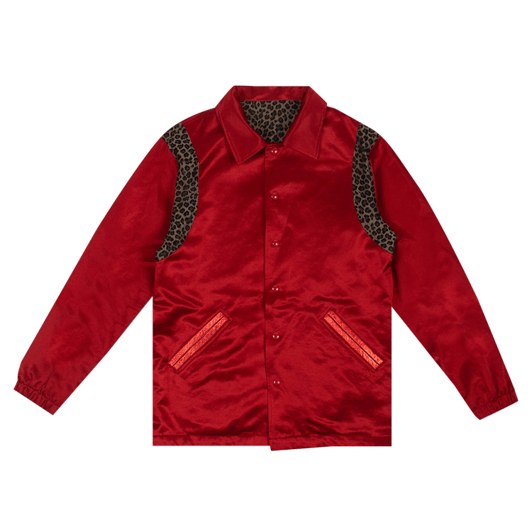 Just Don Satin Reversible Coaches Jacket "Red"