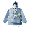 Kapital Smile Embroidered Denim Re-Construct Baja Hoodie "Indigo"