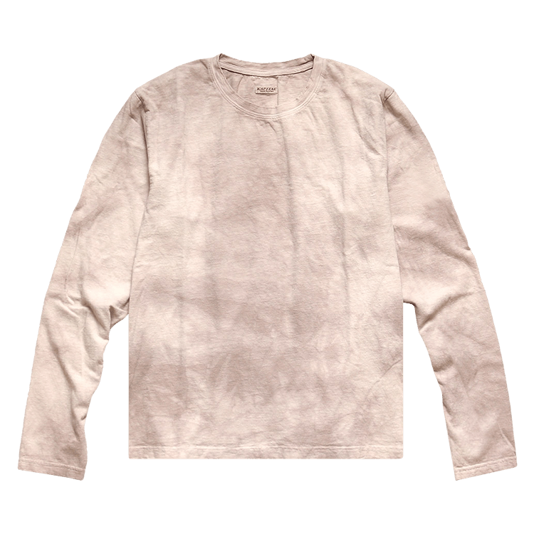 Kapital Tenjiku Uneven Dip Dye Crulon Long-Sleeve Tee "Beige/Pink"