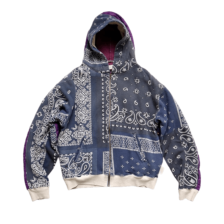 Kapital Fleece Knit Bandana Bivouac Hooded Blouson "Purple/Navy"