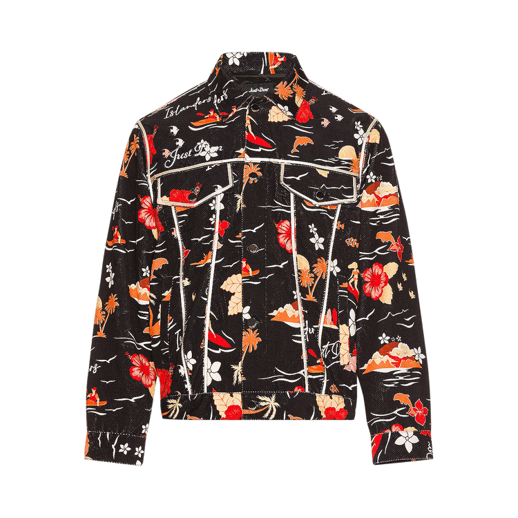 Just Don Printed Velvet Jacket "Black"