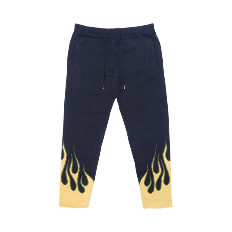 Just Don Cashmere Knit Flame Sweatpants "Navy"