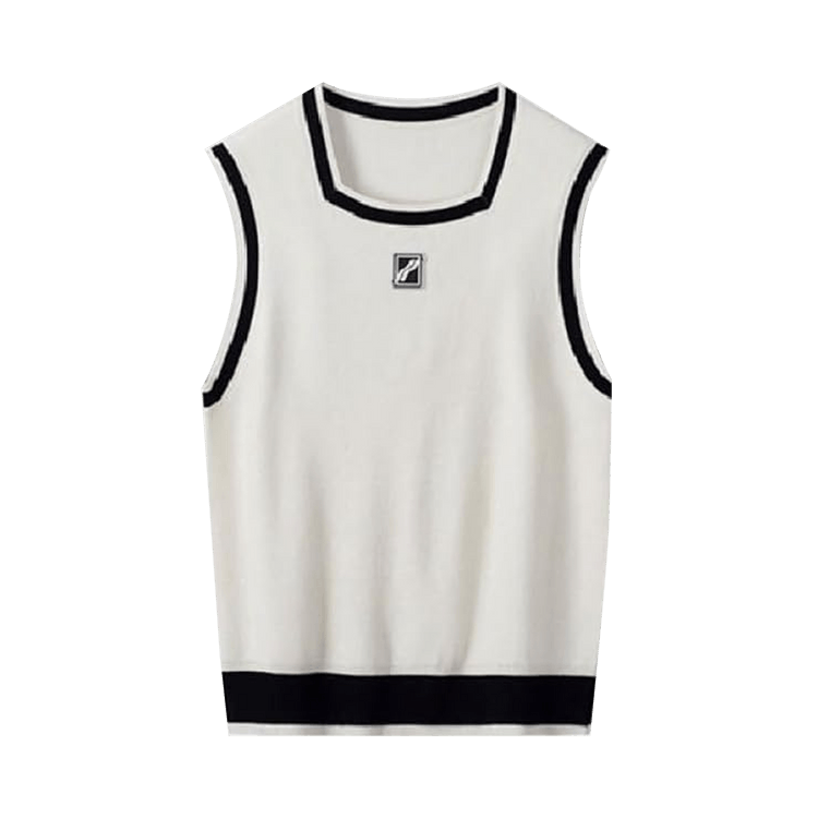 We11done Logo Patched Square Neck Vest "Ivory"