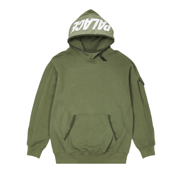 Palace Giant Woven Label Hood "Olive"