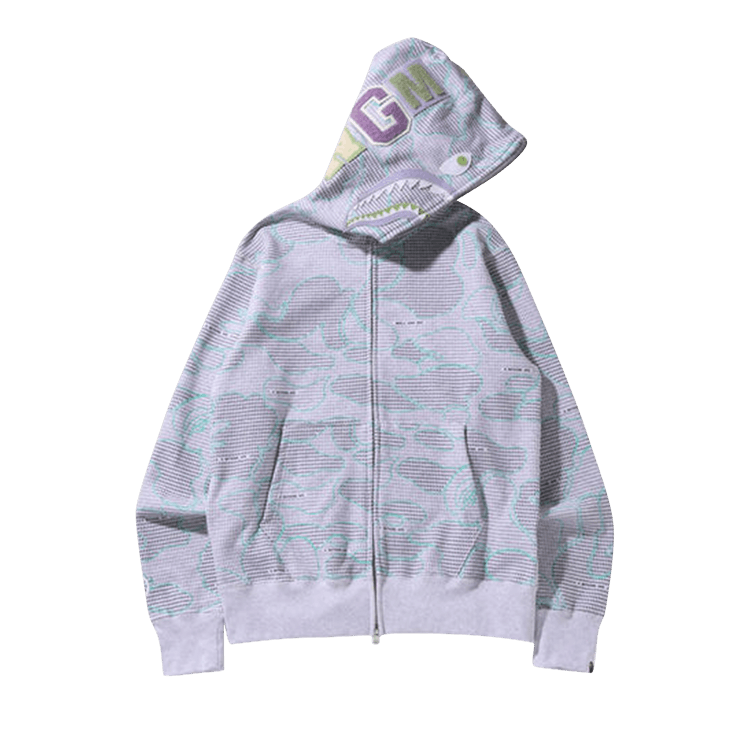 BAPE Text Code Camo Shark Full Zip Hoodie "Grey"