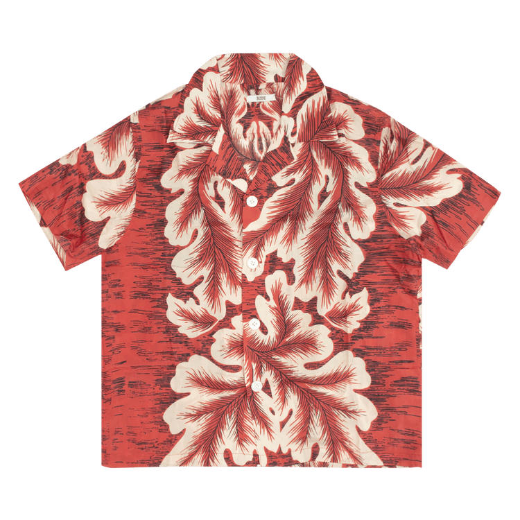 Bode Flower Button Stripe Short-Sleeve Shirt "Orange/Cream"