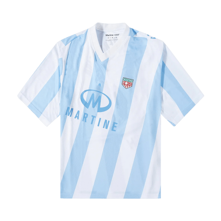 Martine Rose Stripe Short-Sleeve Twist Football Top "Light Blue"