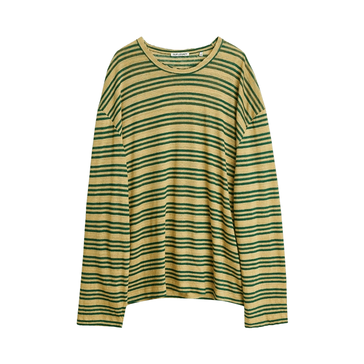Our Legacy Linen Stripe Lock Longsleeve "Golden Green"