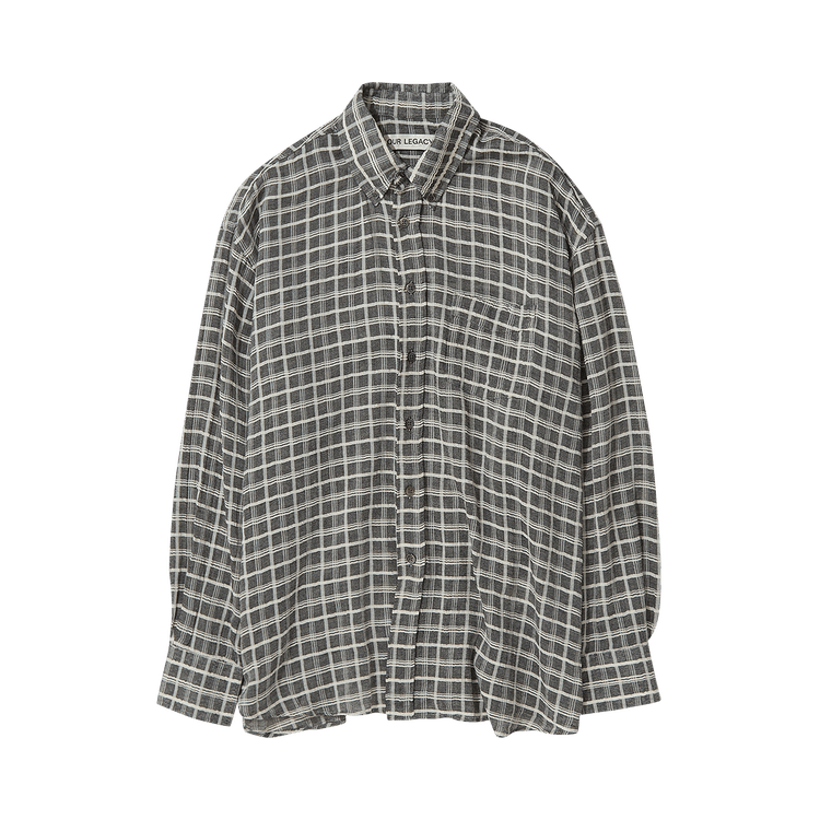 Our Legacy Check Sheer Borrowed Button Down Shirt "Dark Grey"