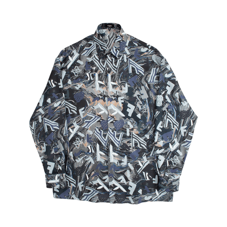 Fendi Silk Fragment Shirt "Ash"
