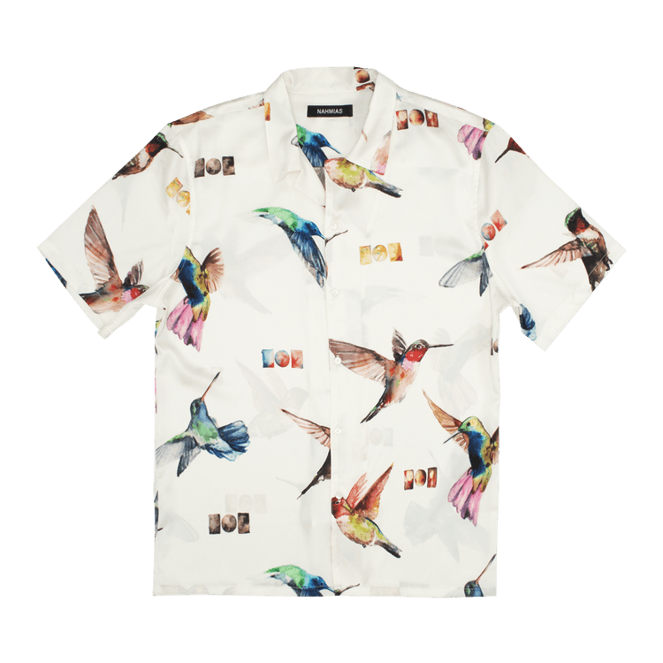 Nahmias Silk Bleacher Litter Short-Sleeve Shirt "Ivory"