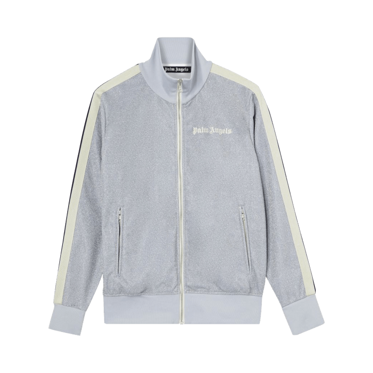 Palm Angels Lurex Track Jacket "Silver/Off White"