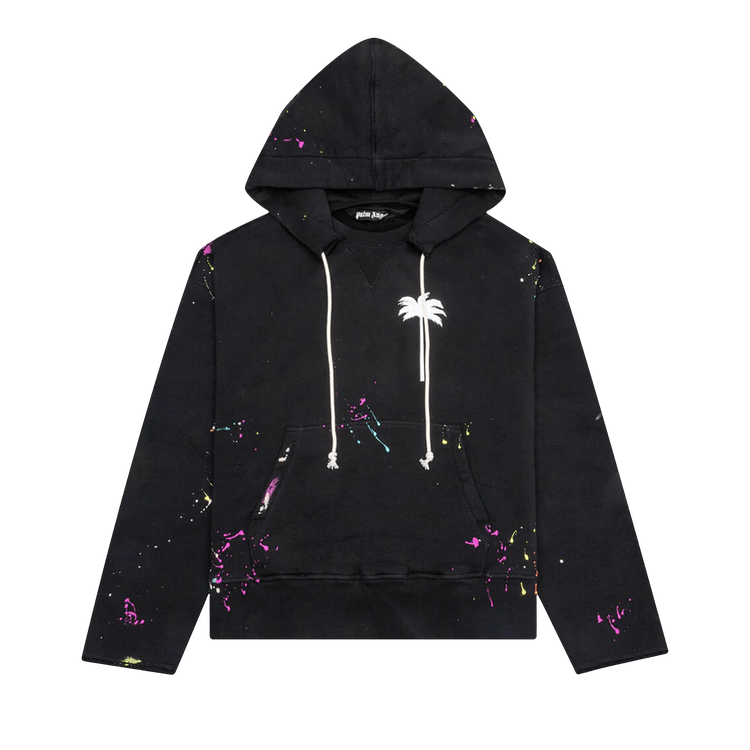 Palm Angels PxP Painted Raw Cut Hoodie "Black/White"